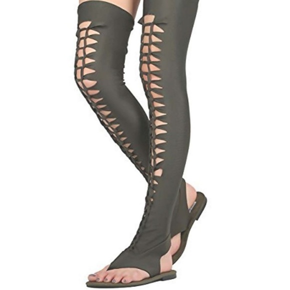 Over The Knee Thigh High Stretch Sandals - Picture 1 of 2